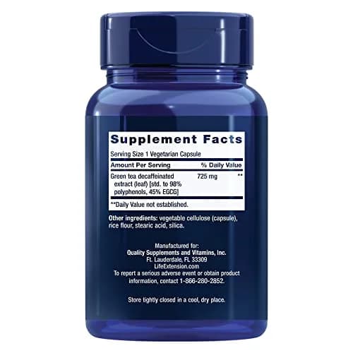 Life Extension Decaffeinated Mega Green Tea Extract, 100 Capsules | Supports Heart, Brain & Cellular Health thumbnail 2