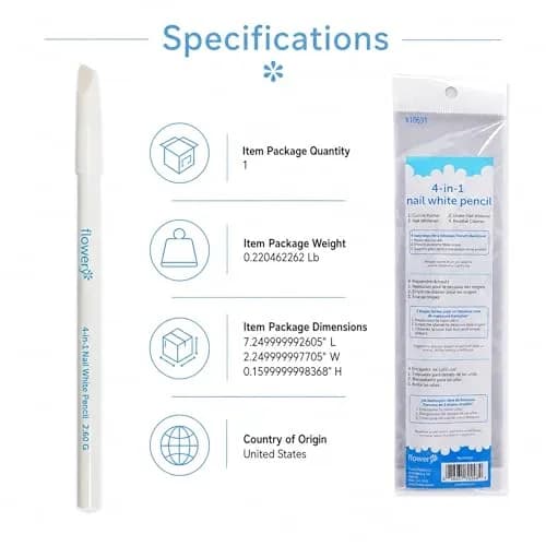 Flowery White Nail Pencil – Under Nail Whitener & Cuticle Pusher for Natural French Manicure Look thumbnail 5