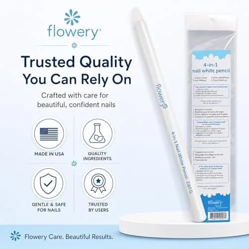 Flowery White Nail Pencil – Under Nail Whitener & Cuticle Pusher for Natural French Manicure Look thumbnail 6