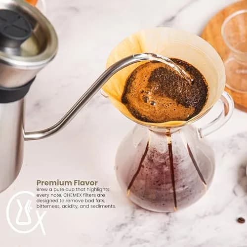 Chemex Bonded Square Coffee Filters, 100 Count | 20-30% Thicker Paper for Pure Coffee Flavor thumbnail 6