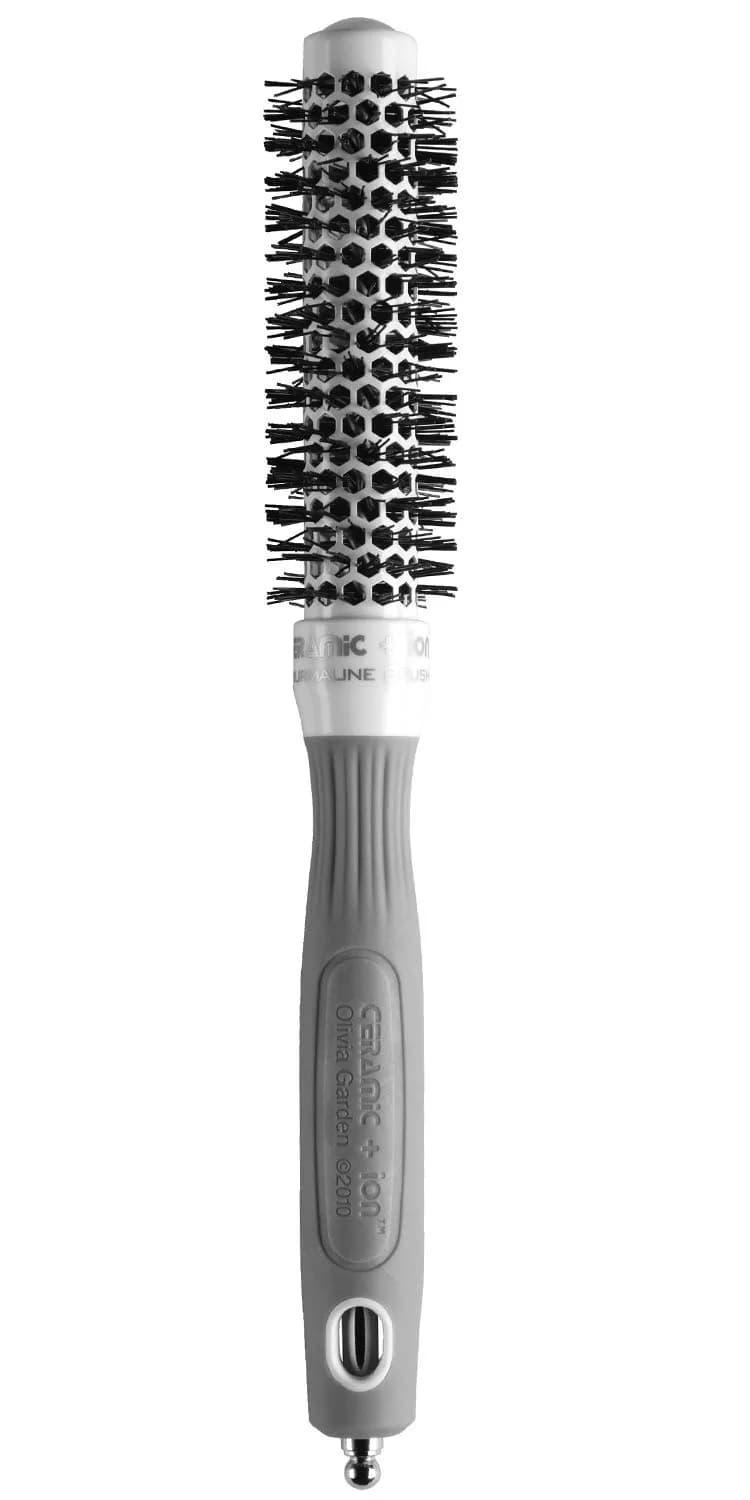 Olivia Garden Ceramic + Ion Round Thermal Hair Brush 3.5" Diameter | Vented Ceramic Barrel for Faster Styling — White/Grey / 20mm