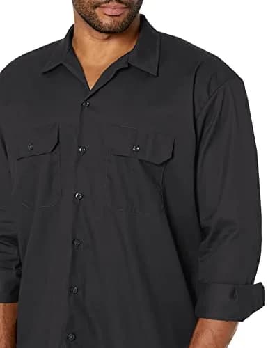Dickies Men's Long Sleeve Work Shirt Black Small | Moisture-Wicking & Wrinkle-Resistant thumbnail 3