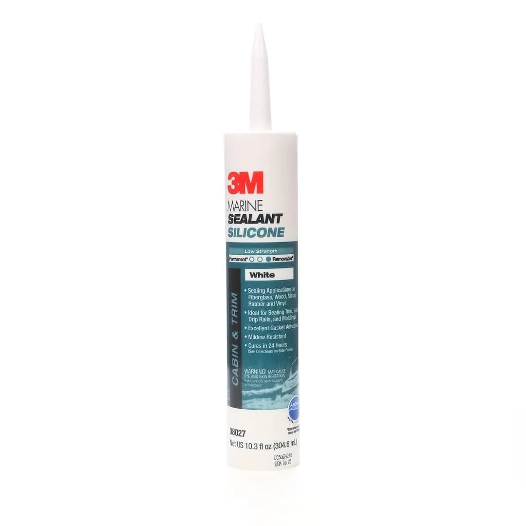 3M Marine Grade Silicone Sealant White 298ml (10.3 fl oz) Cartridge | Non-Sag, Waterproof, Mildew-Resistant - main product image