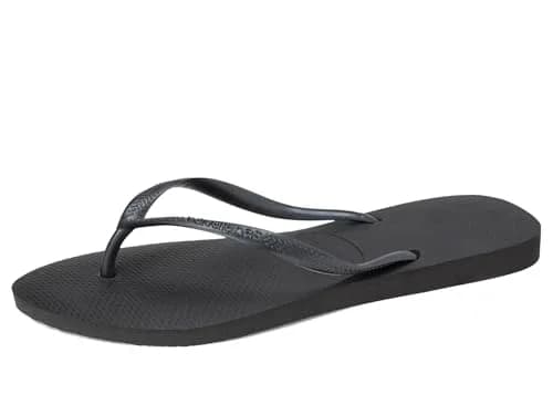 Havaianas Women's Slim Flip Flops Sandals - Black, 7/8 | Cushioned rice pattern sole for summer comfort thumbnail 8