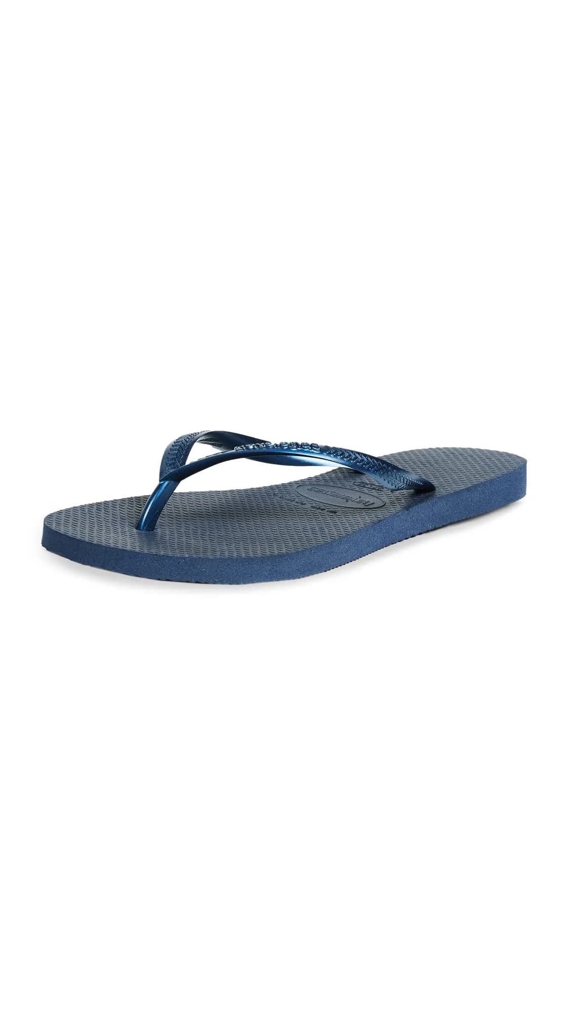 Havaianas Women's Slim Flip Flops Sandals - Black, 9/10 | Sleek Summer Beachwear — Navy / 9-10