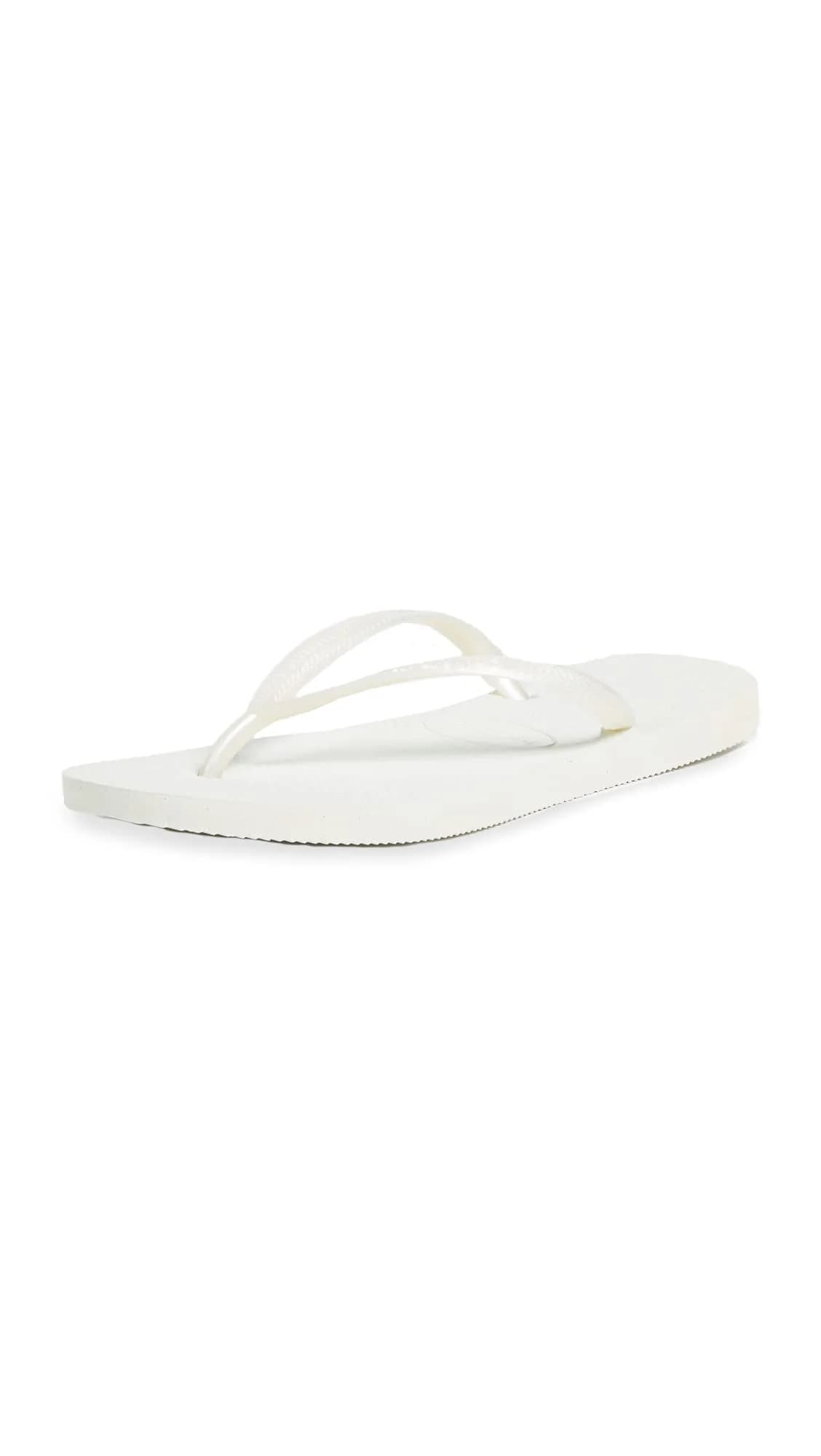 Havaianas Women's Slim Flip Flops Sandals - Black, 9/10 | Sleek Summer Beachwear — White / 7-8