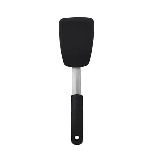 OXO Good Grips Small Silicone Flexible Turner Black | Heat-Resistant & Non-Stick Safe for Indian Kitchens thumbnail 1