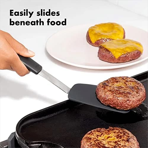 OXO Good Grips Small Silicone Flexible Turner Black | Heat-Resistant & Non-Stick Safe for Indian Kitchens thumbnail 2