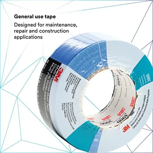 3M Multi-Purpose Duct Tape 3900 Blue 48 mm (2 in) x 54.8 m (60 yd) | Water Resistant Rubber Adhesive Tape thumbnail 2