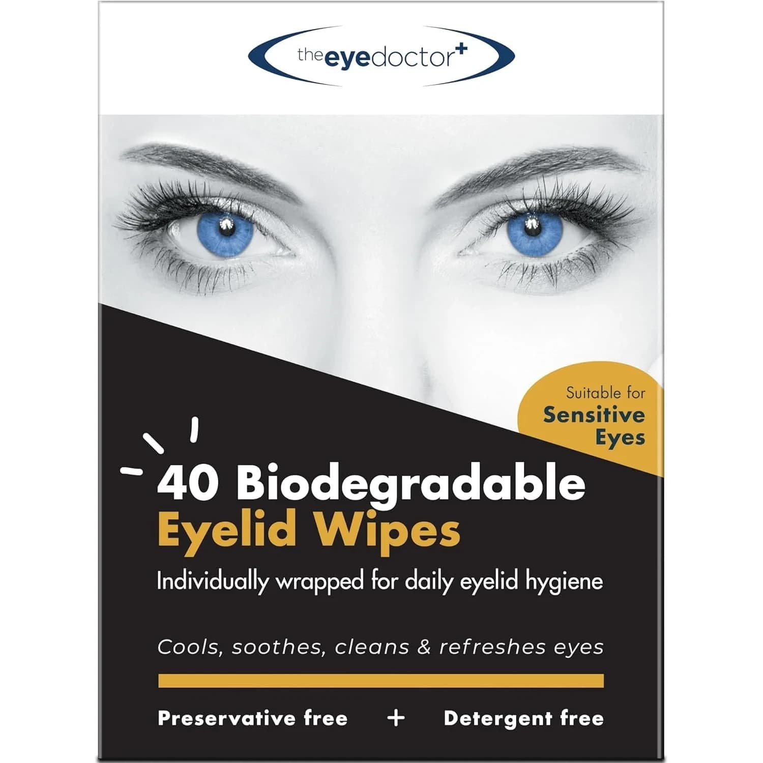 The Eye Doctor Biodegradable Eyelid Wipes 40 Count (1.5 oz) | Gentle Sensitive Eye Cleaner for Daily Lid Care — Biodegradable Eyelid Wipes