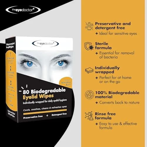The Eye Doctor Biodegradable Eyelid Wipes 80 Count | Gentle Daily Lid Care for Sensitive Eyes thumbnail 7