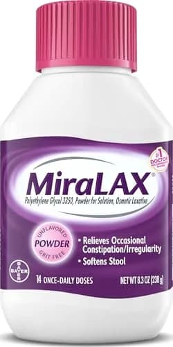 MiraLAX Gentle Constipation Relief Powder, PEG 3350, 14 Doses | Physician Recommended Osmotic Laxative thumbnail 1