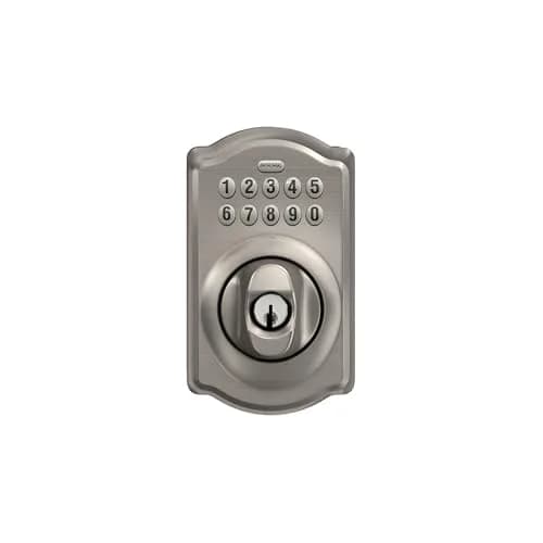 Schlage Electronic Keypad Deadbolt Lock, Camelot Trim, Satin Nickel | Secure Keyless Entry with Durable Metal Construction thumbnail 6