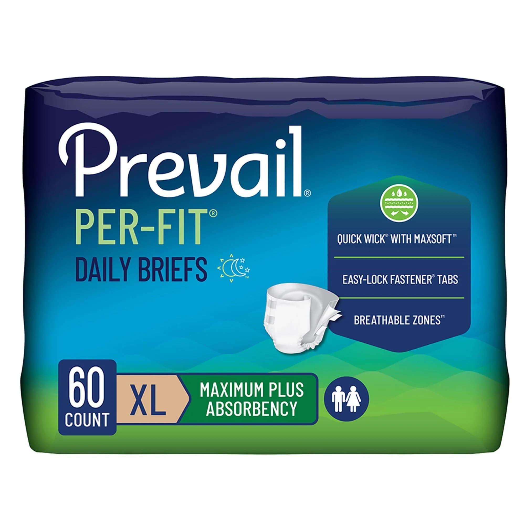 Prevail Per-Fit Daily Briefs XL | Heavy Absorbency Night & Day Comfort - main product image