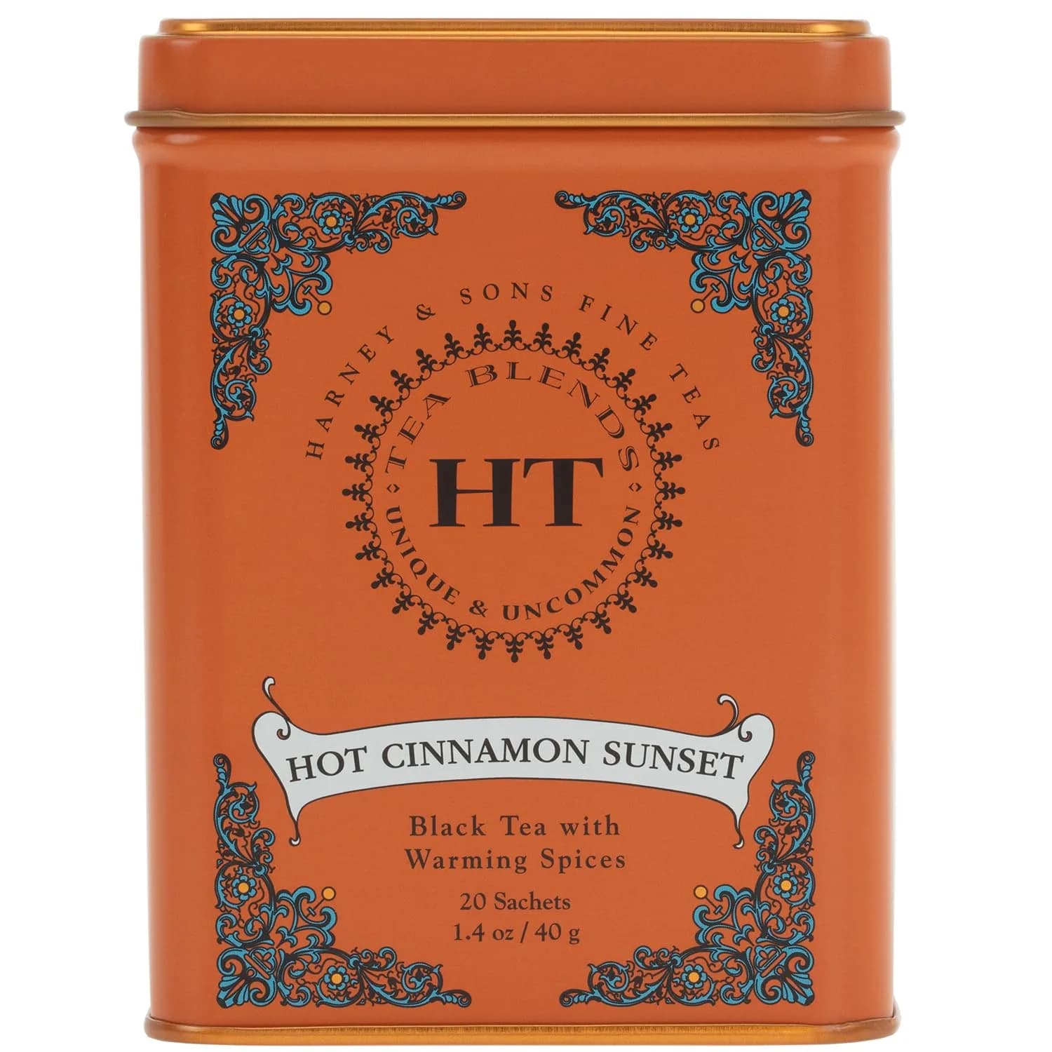 Harney & Sons Caffeinated Hot Cinnamon Sunset Black Tea with Orange and Cloves Tin 20 Sachets | Bold Spice Flavor, Hot or Iced - main product image