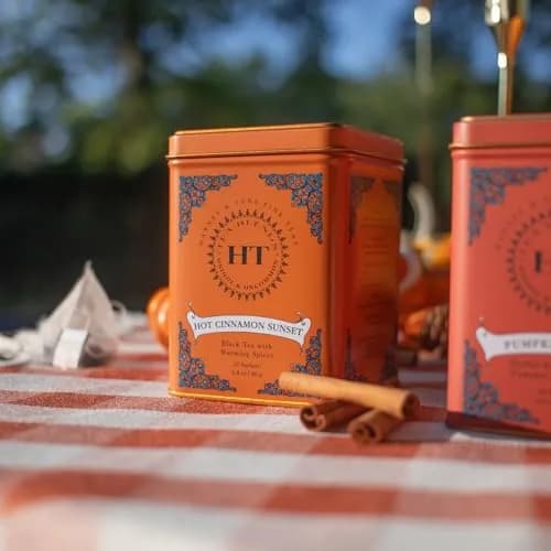 Harney & Sons Caffeinated Hot Cinnamon Sunset Black Tea with Orange and Cloves Tin 20 Sachets | Bold Spice Flavor, Hot or Iced thumbnail 2