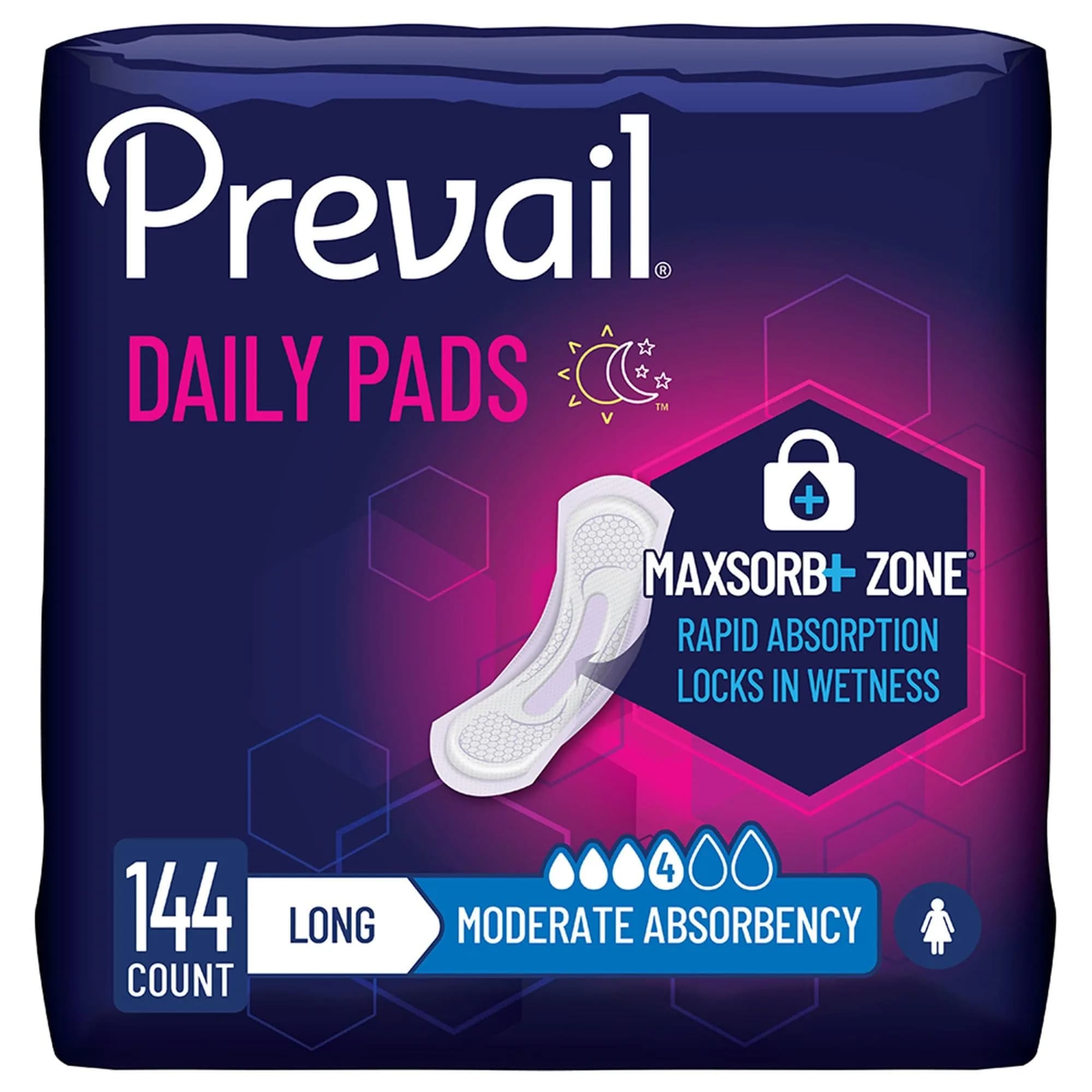 Prevail Plus Long Length Incontinence Pads Ultimate Absorbency 16 inch (40.64 cm) | USA Imported, Duties Included — Moderate 14 Inch