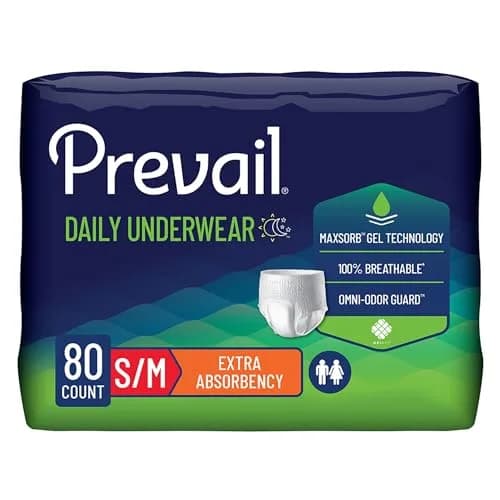 Prevail Daily Protective Underwear - Unisex Adult Incontinence Underwear - Disposable Adult Diaper for Men & Women - Maximum Absorbency - Medium - 80 Count (4 packs of 20) thumbnail 1