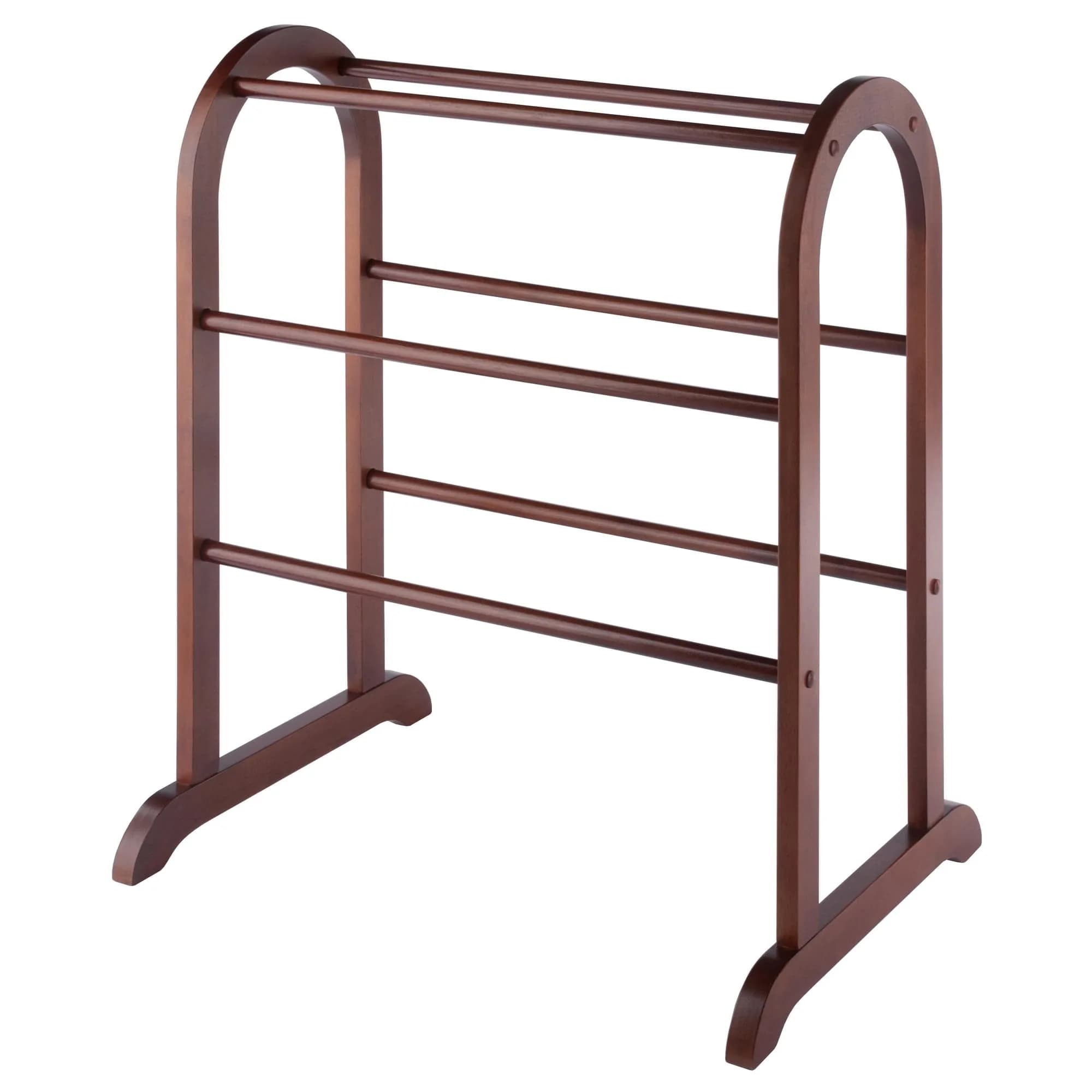 Winsome Eleanor Quilt Rack with 6 Rungs, Antique Walnut 76.2 cm (30 in) H | Freestanding Blanket Organizer — Walnut