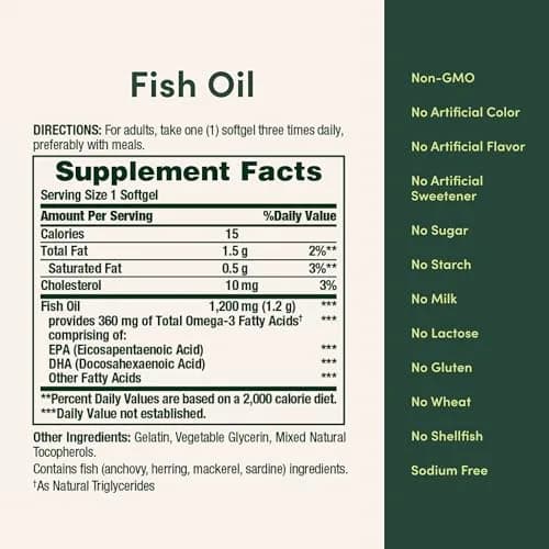 Nature's Bounty Fish Oil Omega 3 Supplements 1200 Mg (360 Mg Omega-3) 200 Softgels thumbnail 5