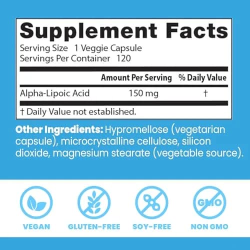 Doctor's Best Alpha Lipoic Acid Supplement 150mg, 120 Veggie Caps | Antioxidant Support for Cellular Function thumbnail 3