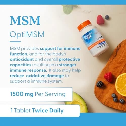 Doctor's Best MSM Tablets 1500mg | Supports Hair, Skin, Nails, Joint Health & Mobility (120 Count) thumbnail 4