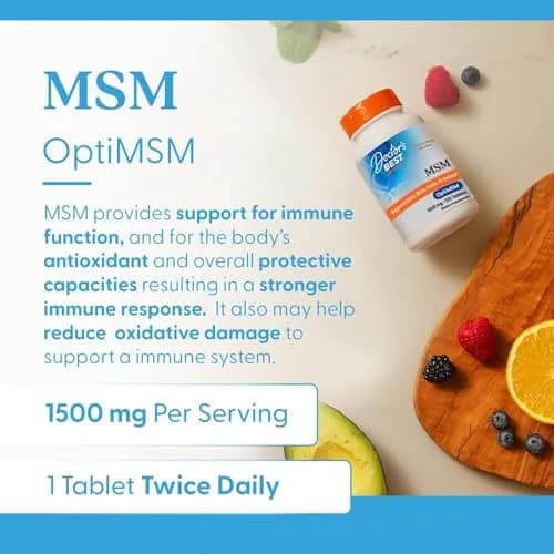 Doctor's Best MSM Tablets 1500mg | Supports Hair, Skin, Nails, Joint Health & Mobility (120 Count) thumbnail 7