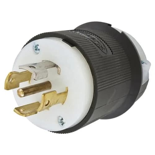 Hubbell L21-30P 30A 120/208V AC 4-Pole 5-Wire Twist-Lock Industrial Male Plug | Black/White Nylon thumbnail 1