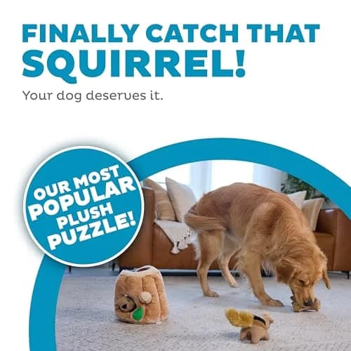 Outward Hound Hide-A-Squirrel Plush Squeaky Dog Toy Large 10.5 x 7.5 inches | Interactive Puzzle for Dogs thumbnail 2