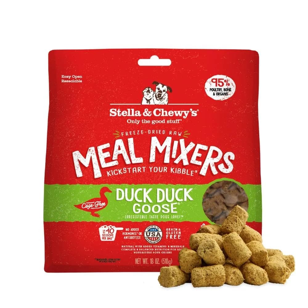 Stella & Chewy's Freeze-Dried Raw Beef Meal Mixers Dog Food Topper 227 g (8 oz) | High Protein, Grain-Free, Picky Eater Formula — Duck Duck Goose / 1.13 Pound