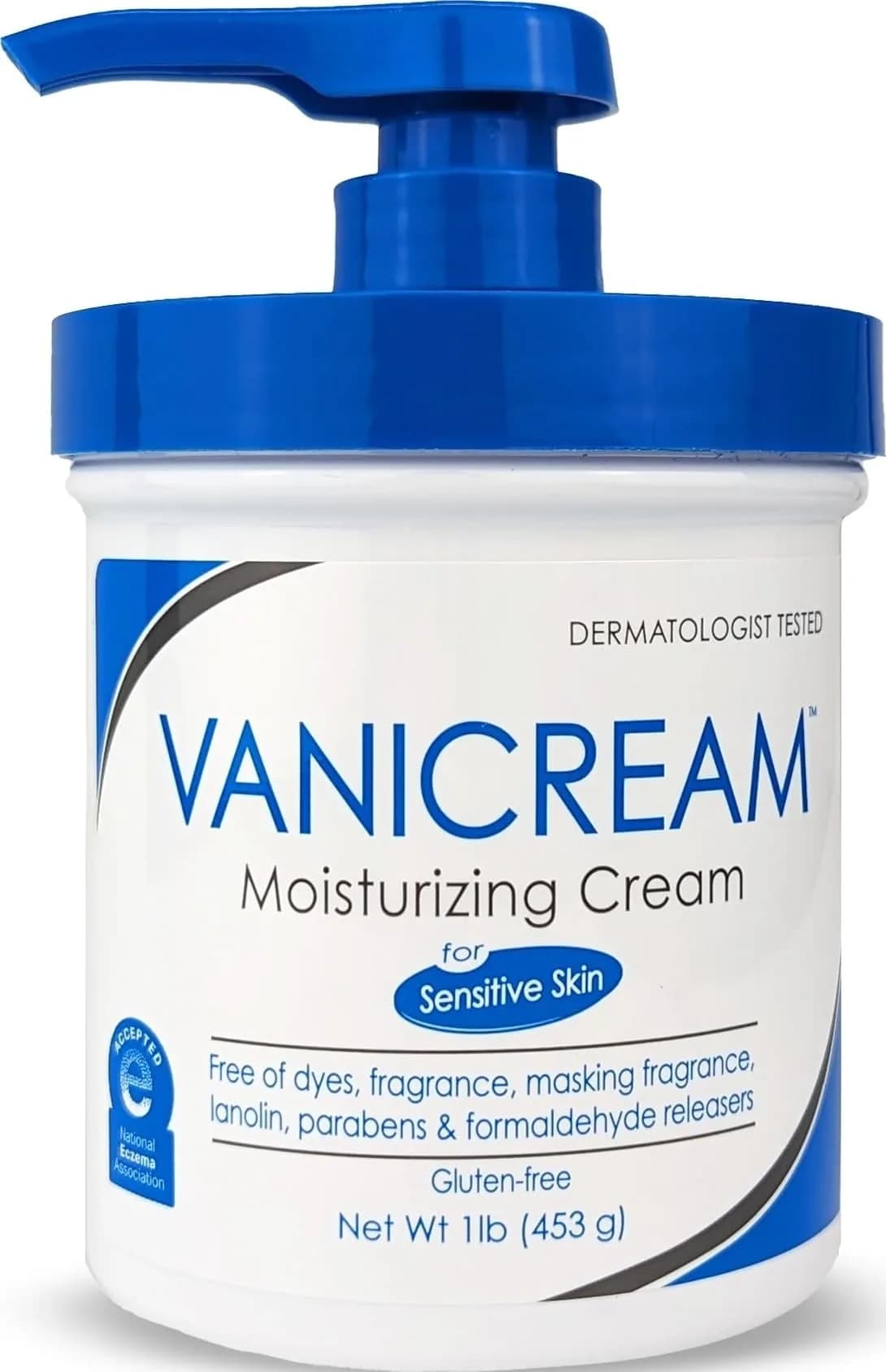 Vanicream Moisturizing Cream with Pump Dispenser 473ml (16 Oz) | Gentle Hydration for Sensitive Skin — WHITE