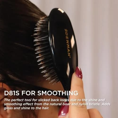 Denman D81S Cushion Hair Brush Small Black with Nylon Boar Bristles | Detangling, Smoothing, Shine thumbnail 4