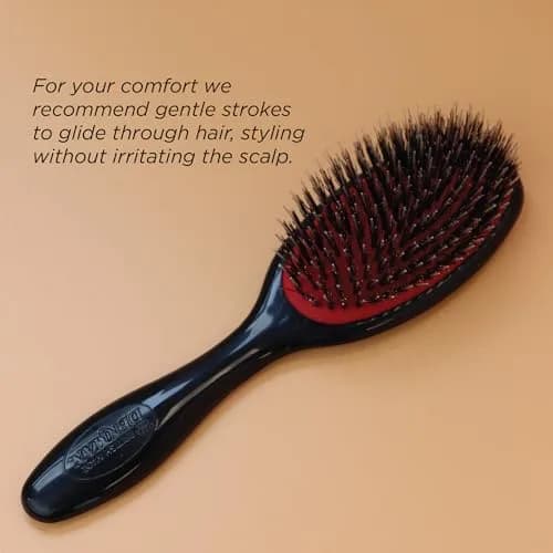 Denman D81S Cushion Hair Brush Small Black with Nylon Boar Bristles | Detangling, Smoothing, Shine thumbnail 5