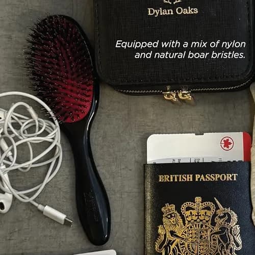 Denman D81S Cushion Hair Brush Small Black with Nylon Boar Bristles | Detangling, Smoothing, Shine thumbnail 6