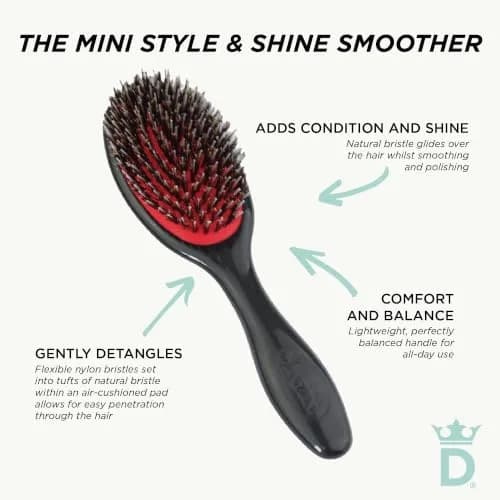Denman D81S Cushion Hair Brush Small Black with Nylon Boar Bristles | Detangling, Smoothing, Shine thumbnail 7