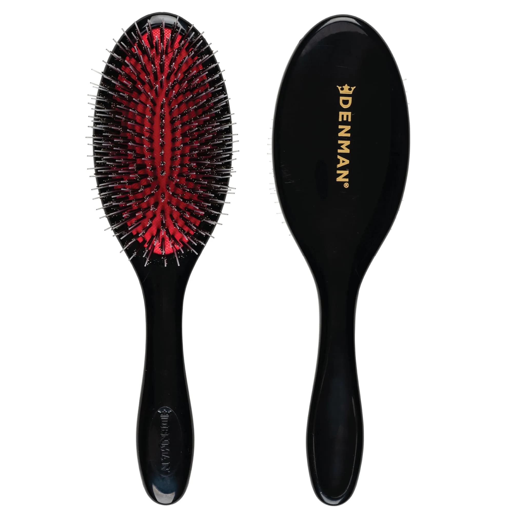 Denman D81M Boar Bristle Hair Brush – Smoothing, Shine & Detangling for All Hair Types | 2.44 in (6.2 cm) Wide — Black