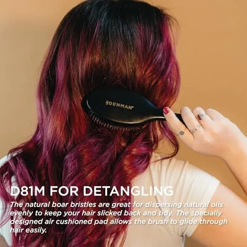 Denman Boar Bristle Hair Brush D81M – Smoothing & Shine Enhancing for Slick Back Styles, Curl Defining & Detangling thumbnail 5