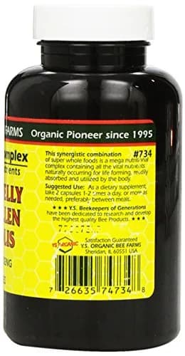 YS Organic Royal Jelly Bee Pollen Propolis with Ginseng Capsules 90 Count | Triple Bee Complex for Energy thumbnail 2