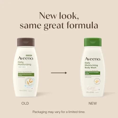 Aveeno Daily Moisturizing Body Wash for Normal to Dry Skin, Sensitive Skin Formula with Prebiotic Oat, 532ml (18 Fl Oz) | Gently Cleanses & Nourishes Dry Skin thumbnail 2