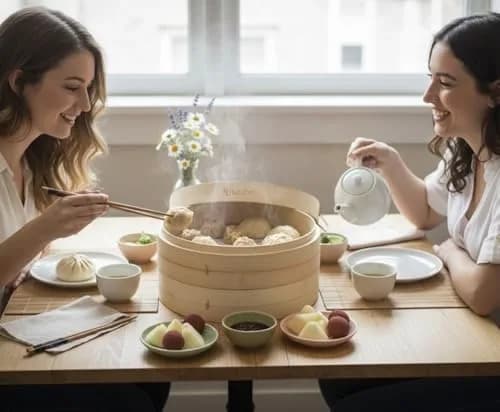 Helen's Asian Kitchen 12-Inch Bamboo Food Steamer with Lid | Natural Bamboo Steamer Basket for Dumplings, Dim Sum, Veggies, Fish, Meat thumbnail 2