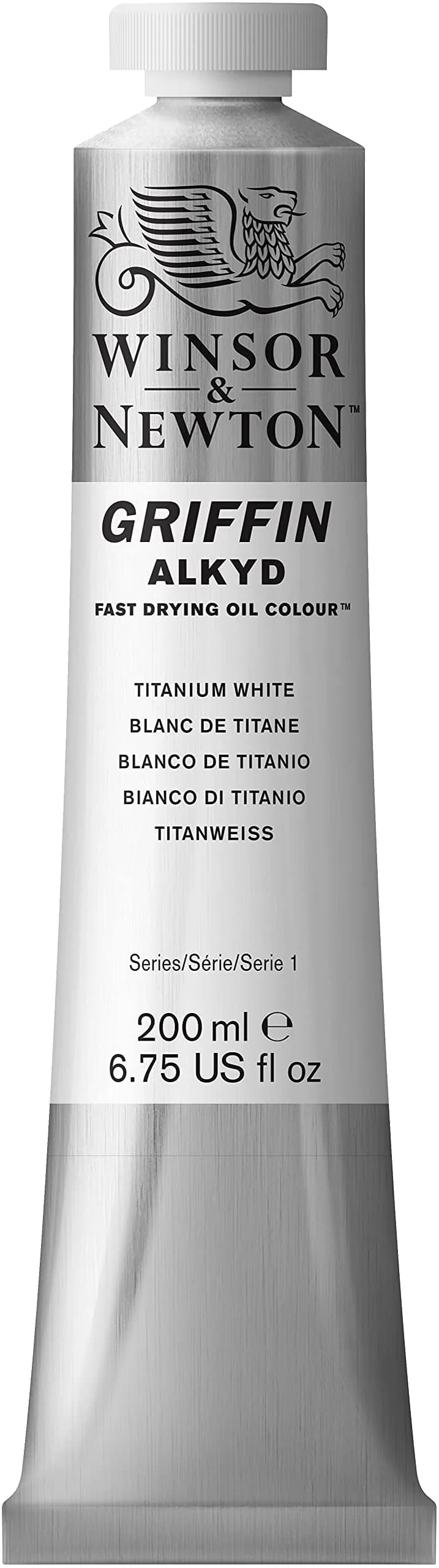 Winsor & Newton Griffin Alkyd Fast Drying Oil Paint, Raw Sienna | Quick Dry Oil Color for Artists — Titanium White / 6.75-oz Tube