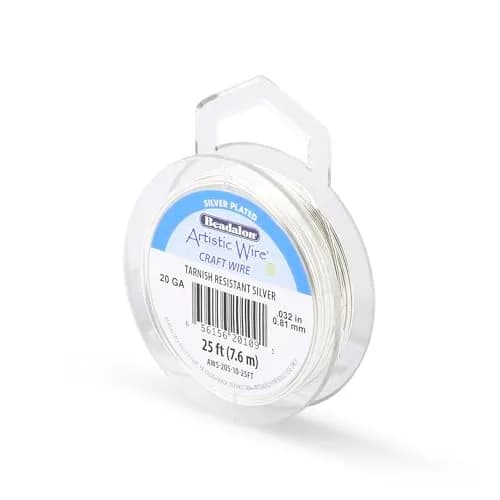 Artistic Wire 20 Gauge Silver Plated Copper Craft Wire 7.62m (25 ft) | Tarnish Resistant for Jewelry Making thumbnail 1