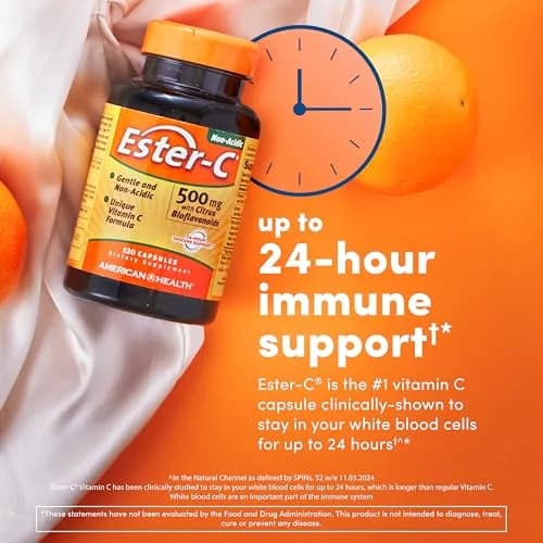 American Health Ester-C w/Citrus Bioflavonoids Capsules, 500mg | 120ct immune support thumbnail 3