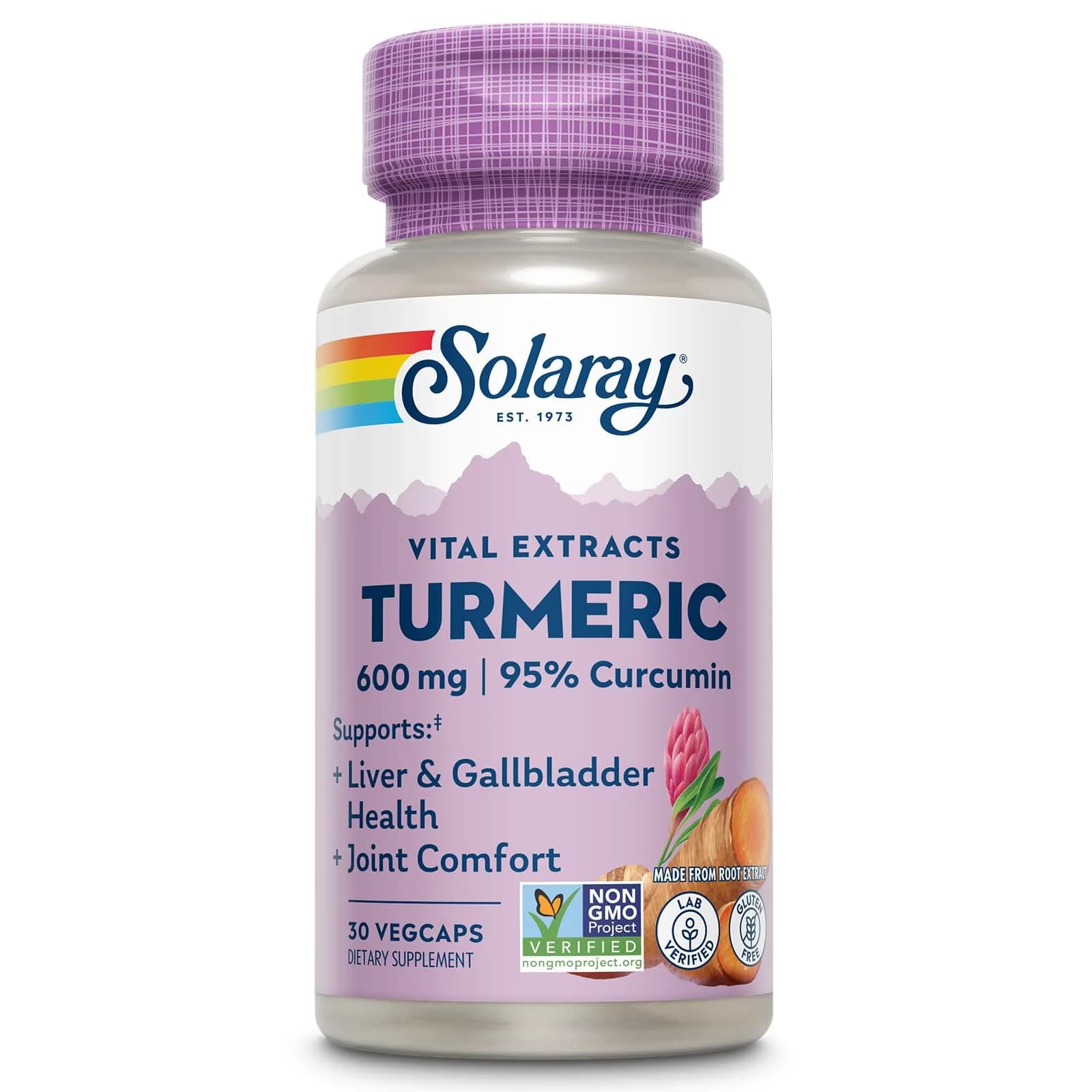 SOLARAY Turmeric Root Extract 600mg | 60 VegCaps (30 CT) | Supports Joints & Liver - main product image