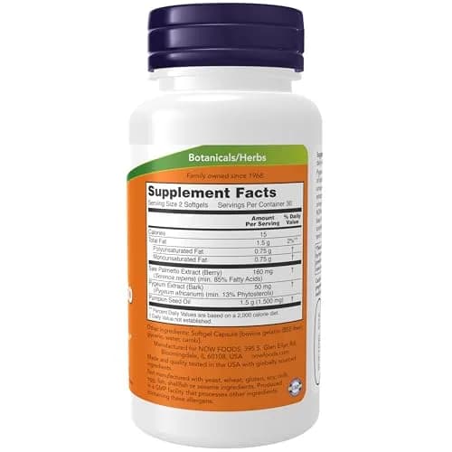 NOW Foods Pygeum & Saw Palmetto with Pumpkin Seed Oil Men's Health Softgels 60 Count | Supports Healthy Prostate Function thumbnail 2