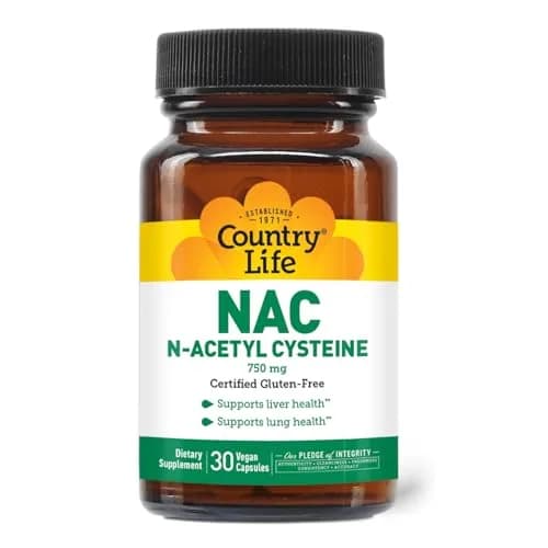 Country Life N-Acetyl Cysteine 750 mg | Liver & Lung Support Supplement | 30 Vegetarian Capsules thumbnail 1