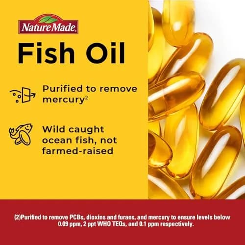 Nature Made Burp Less Fish Oil 1200 mg Softgels | 720 mg Omega-3 EPA DHA for Heart Health Support (60 Count, 30 Day Supply) thumbnail 4