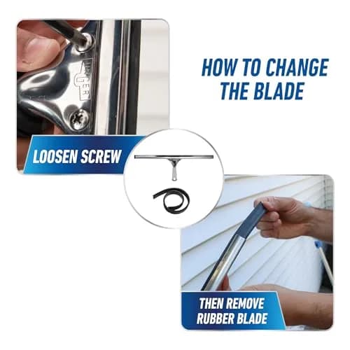 Unger Professional 16-inch Stainless Steel Window Squeegee with Rubber Blade | Streak-Free Cleaning for Homes and Offices thumbnail 5