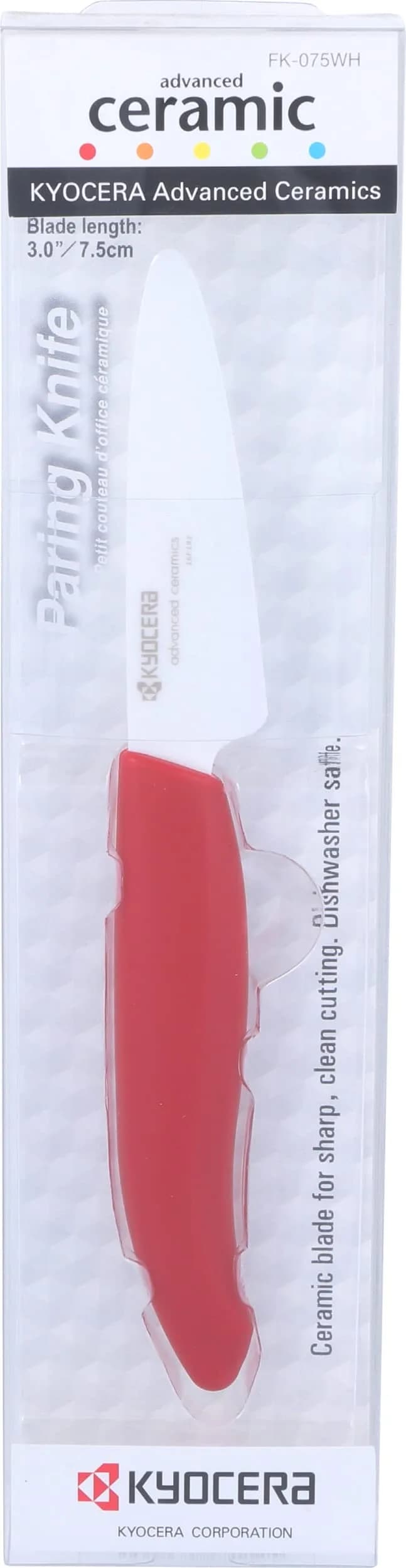 KYOCERA Revolution 3-inch Paring Ceramic Knife, Red Handle, White Blade | Ultra-Sharp, Long-Lasting Precision - main product image