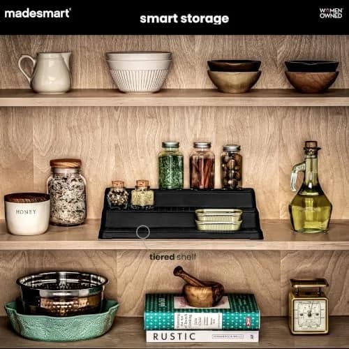 madesmart Three Tier Cabinet Shelf, White | Kitchen & Pantry Organizer with Non-slip & BPA-Free (14.75 x 9.75 x 3.50 in) thumbnail 4
